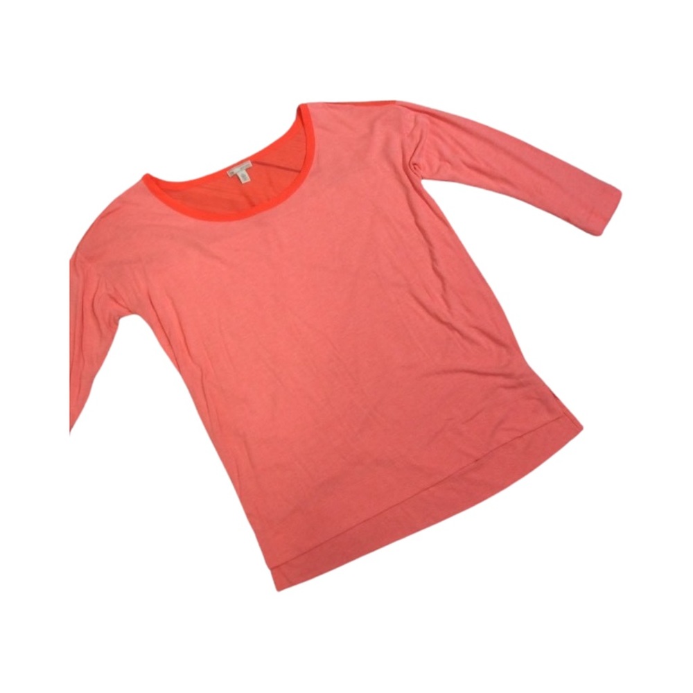 Gap 3/4 Sleeve Woven Trim Orange Shirt Size PS